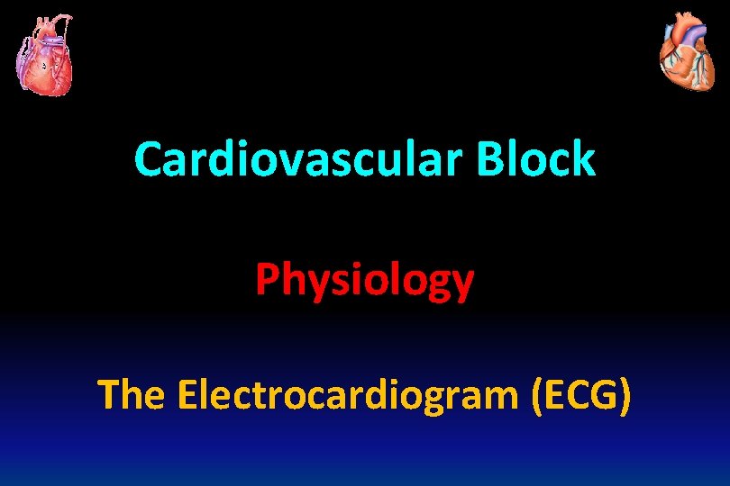 Cardiovascular Block Physiology The Electrocardiogram (ECG) 