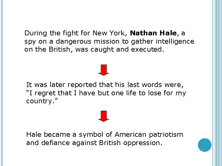 During the fight for New York, Nathan Hale, a spy on a dangerous mission