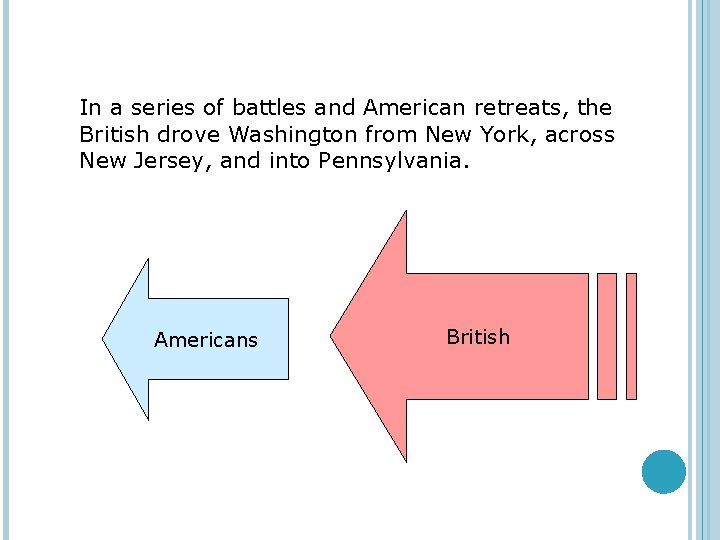 In a series of battles and American retreats, the British drove Washington from New