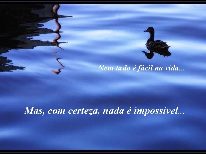 Nem tudo é fácil na vida. . . Mas, com certeza, nada é impossível.