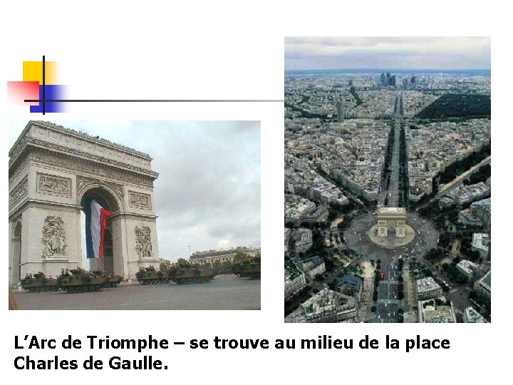 L’Arc de Triomphe – se trouve au milieu de la place Charles de Gaulle.