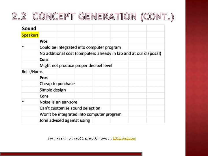 For more on Concept Generation consult EDGE webpage. 