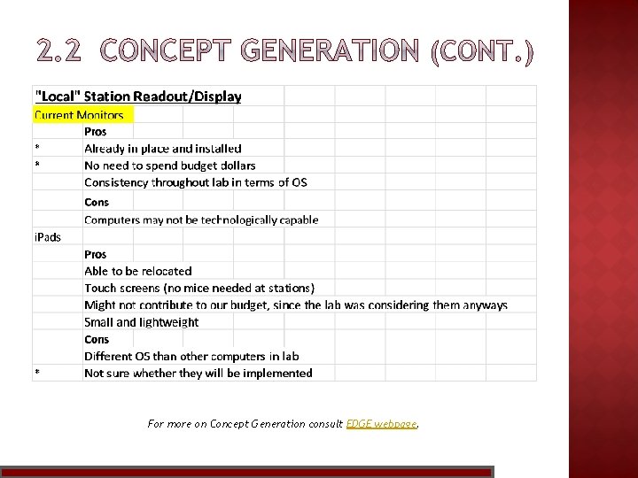 For more on Concept Generation consult EDGE webpage. 