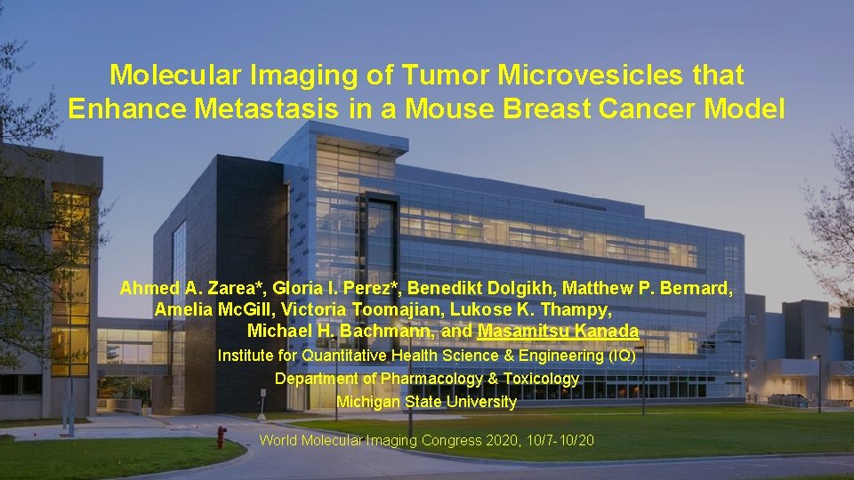 Molecular Imaging of Tumor Microvesicles that Enhance Metastasis in a Mouse Breast Cancer Model