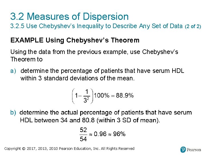 3. 2 Measures of Dispersion 3. 2. 5 Use Chebyshev’s Inequality to Describe Any