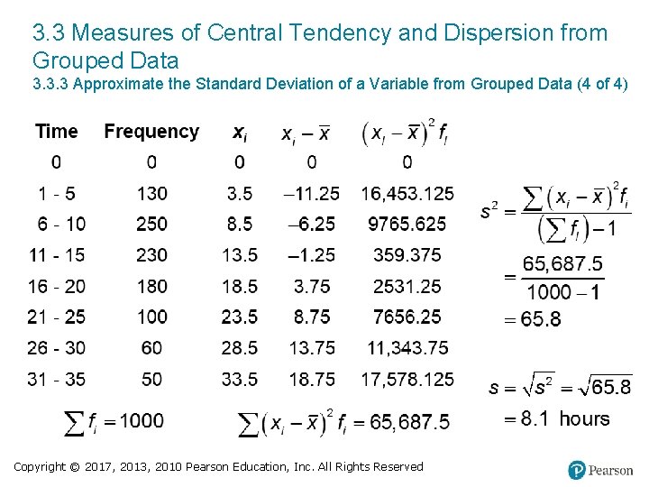 3. 3 Measures of Central Tendency and Dispersion from Grouped Data 3. 3. 3