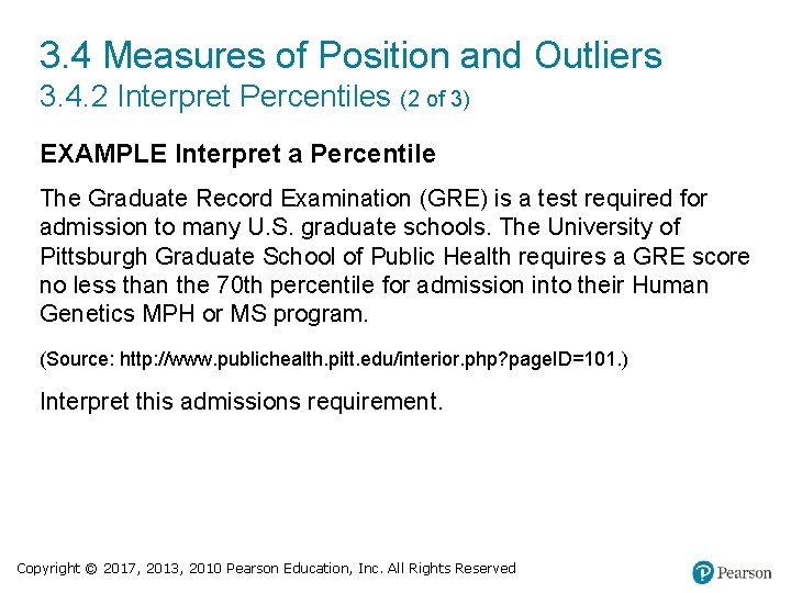 3. 4 Measures of Position and Outliers 3. 4. 2 Interpret Percentiles (2 of