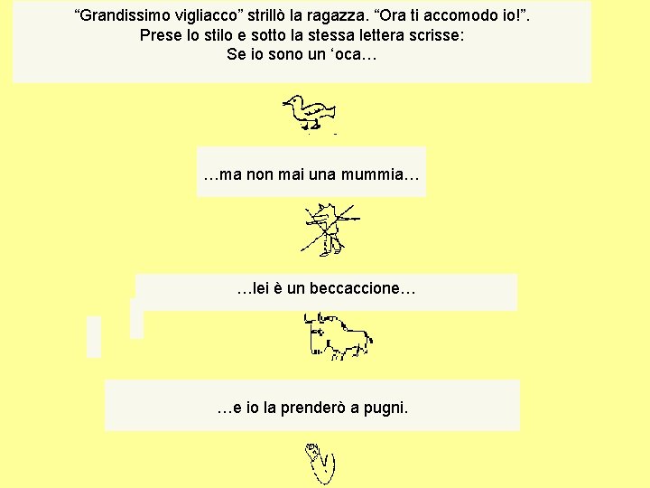 “Grandissimo vigliacco” strillò la ragazza. “Ora ti accomodo io!”. Prese lo stilo e sotto