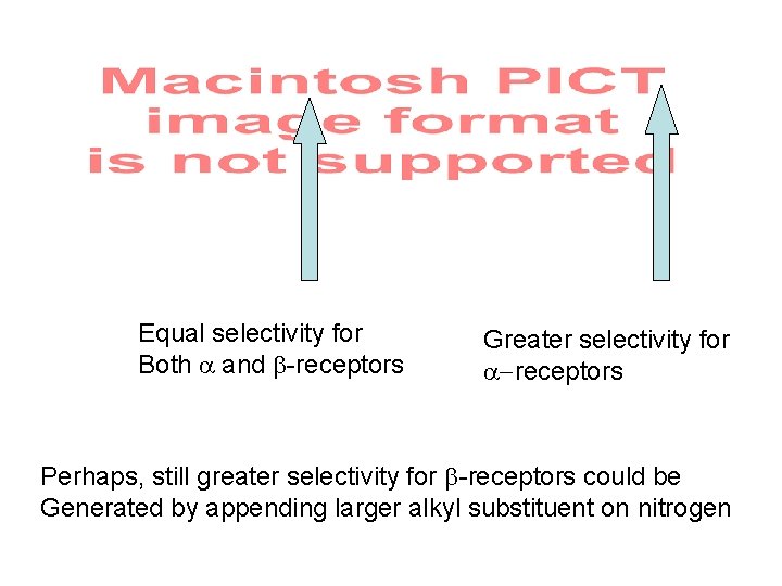 Equal selectivity for Both and -receptors Greater selectivity for receptors Perhaps, still greater selectivity