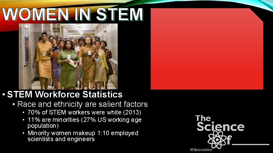 WOMEN IN STEM • STEM Workforce Statistics • Race and ethnicity are salient factors