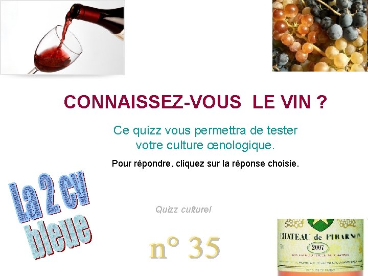 CONNAISSEZ-VOUS LE VIN ? Ce quizz vous permettra de tester votre culture œnologique. Chatons