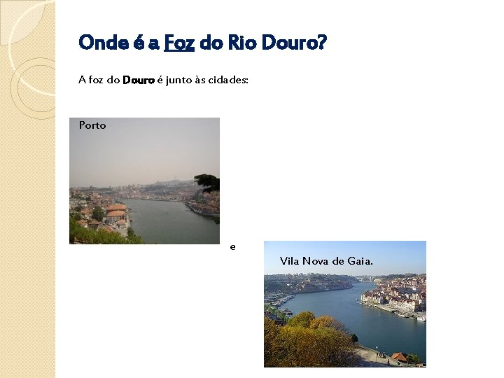 Onde é a Foz do Rio Douro? A foz do Douro é junto às