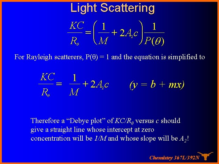 Light Scattering KC æ 1 ö 1 = ç + 2 A c÷ ø