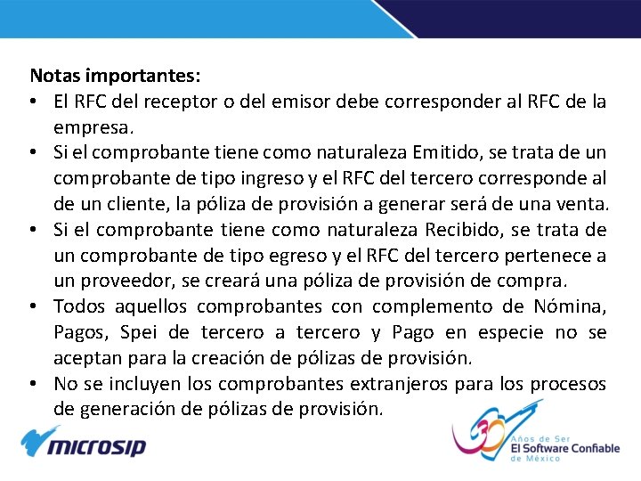 Notas importantes: • El RFC del receptor o del emisor debe corresponder al RFC