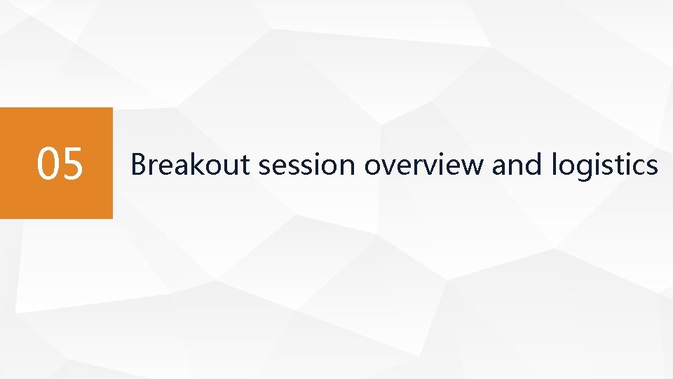 05 Breakout session overview and logistics 