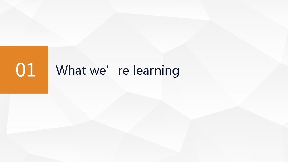 01 What we’re learning 