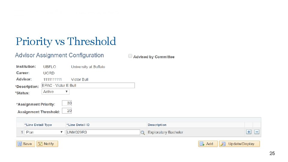 Priority vs Threshold ‘- 25 