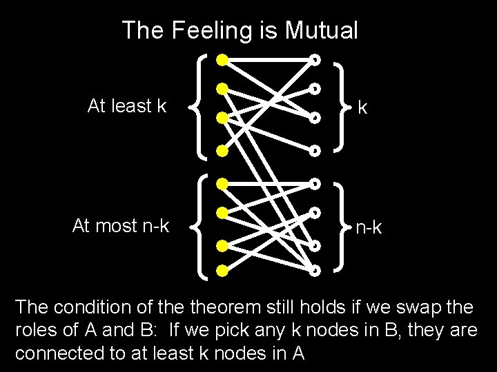 The Feeling is Mutual At least k At most n-k k n-k The condition