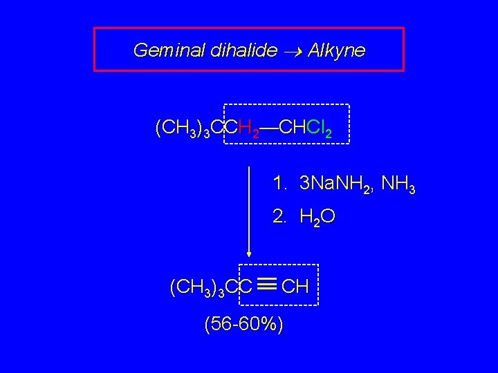 Geminal dihalide Alkyne (CH 3)3 CCH 2—CHCl 2 1. 3 Na. NH 2, NH