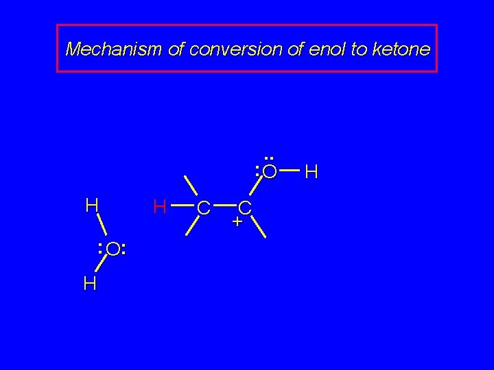 Mechanism of conversion of enol to ketone . . : O H : O: