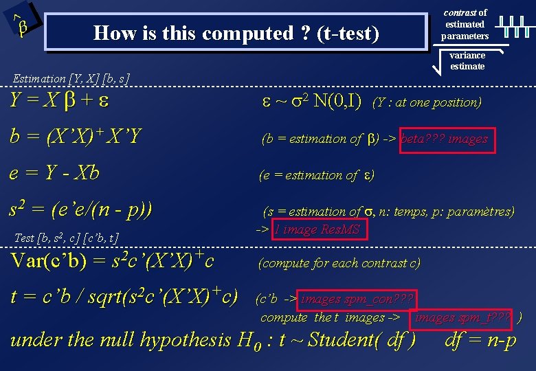^ b How is this computed ? (t-test) contrast of estimated parameters variance estimate