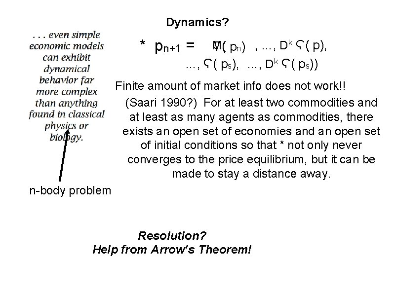 Dynamics? * pn+1 = M( Ϛ( pn) , …, Dk Ϛ( p), …, Ϛ(