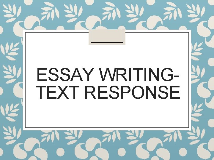 ESSAY WRITINGTEXT RESPONSE 