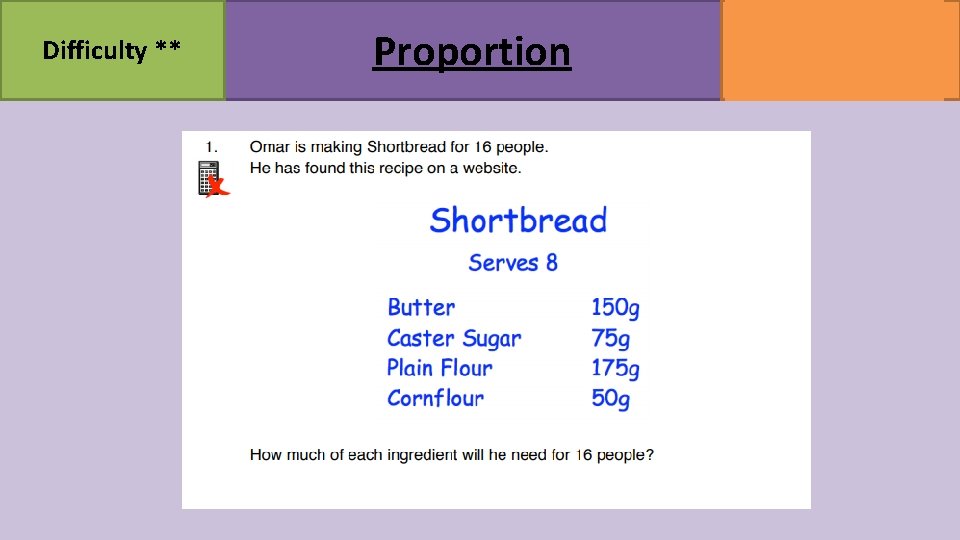 Difficulty ** Proportion MATHSWATCH CLIP 42, 199 GRADE 2, 7 