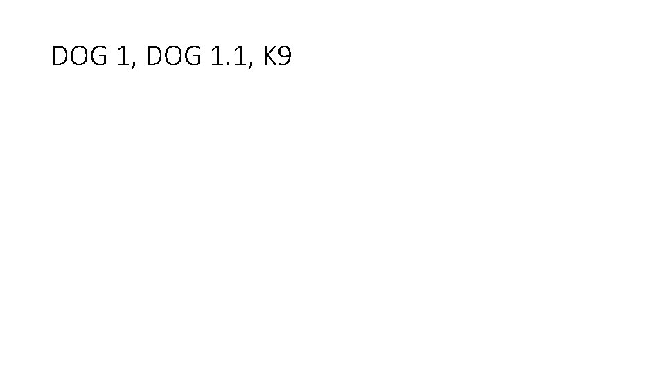 DOG 1, DOG 1. 1, K 9 