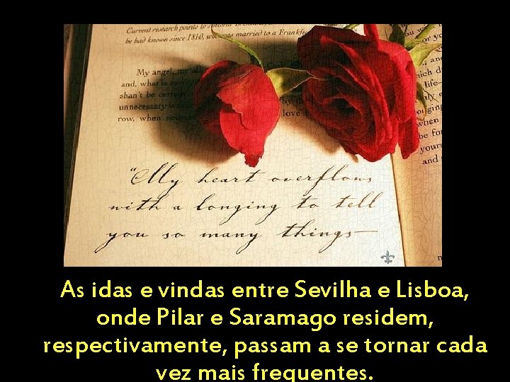 As idas e vindas entre Sevilha e Lisboa, onde Pilar e Saramago residem, respectivamente,