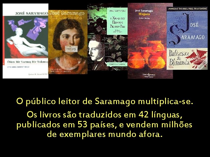 O público leitor de Saramago multiplica-se. Os livros são traduzidos em 42 línguas, publicados