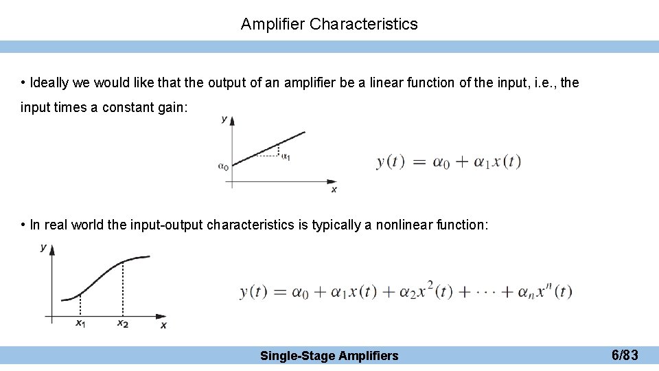 Amplifier Characteristics • Ideally we would like that the output of an amplifier be