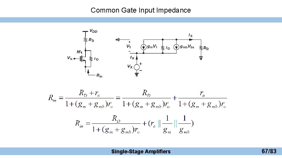 Common Gate Input Impedance Single-Stage Amplifiers 67/83 