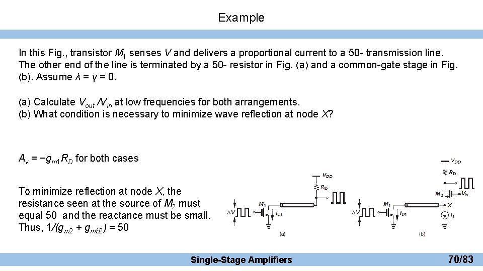 Example In this Fig. , transistor M 1 senses V and delivers a proportional