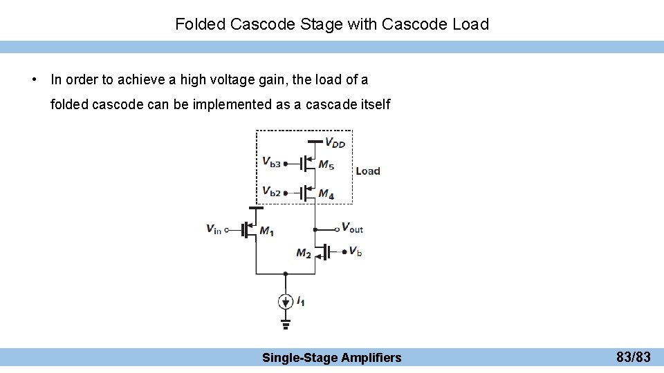 Folded Cascode Stage with Cascode Load • In order to achieve a high voltage