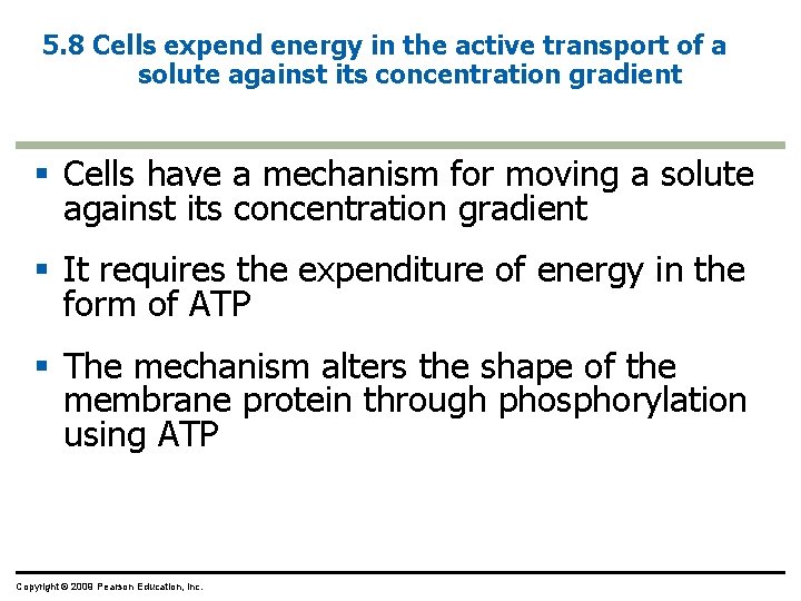 5. 8 Cells expend energy in the active transport of a solute against its