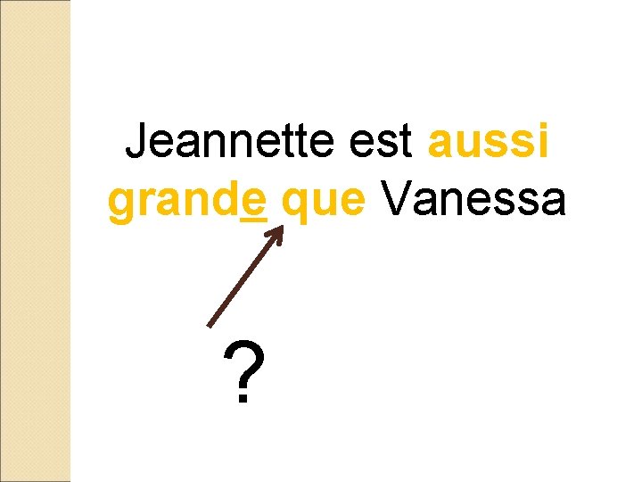 Jeannette est aussi grande que Vanessa ? 