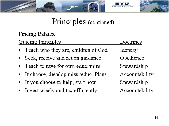 Principles (continued) Finding Balance Guiding Principles • Teach who they are, children of God