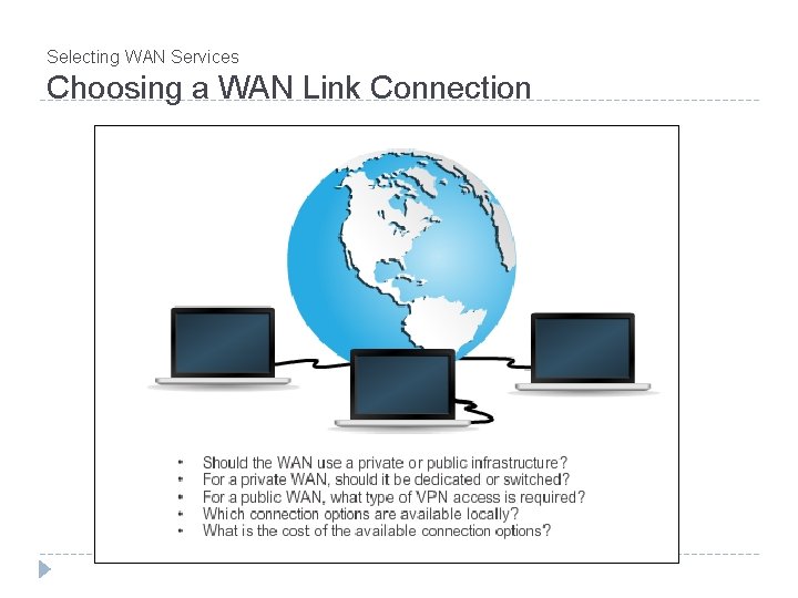 Selecting WAN Services Choosing a WAN Link Connection Selecting WAN Services Choosing a WAN Link Connection