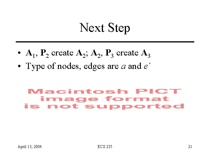 Next Step • A 1, P 2 create A 2; A 2, P 3 Next Step • A 1, P 2 create A 2; A 2, P 3