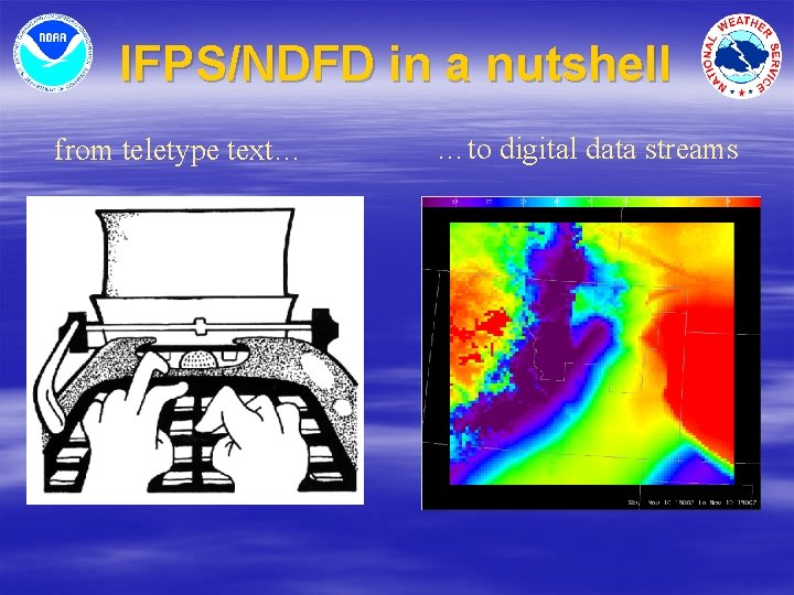 IFPS/NDFD in a nutshell from teletype text… …to digital data streams 