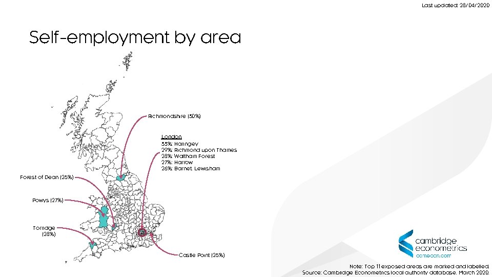 Last updated: 28/04/2020 Self-employment by area Richmondshire (30%) London 33%: Haringey 29%: Richmond upon Last updated: 28/04/2020 Self-employment by area Richmondshire (30%) London 33%: Haringey 29%: Richmond upon