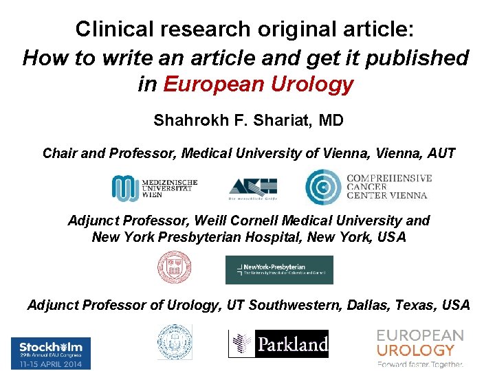 Clinical research original article How to write an