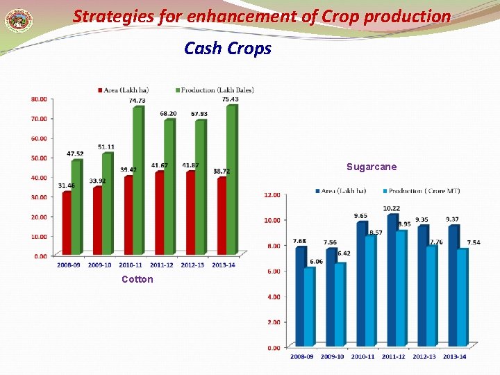 Strategies for enhancement of Crop production Cash Crops Sugarcane Cotton 
