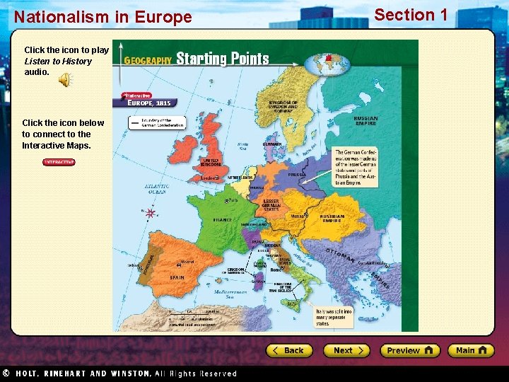 Nationalism in Europe Click the icon to play Listen to History audio. Click the