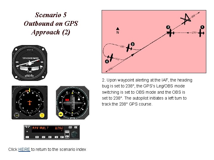 Scenario 5 Outbound on GPS Approach (2) 2. Upon waypoint alerting at the IAF,