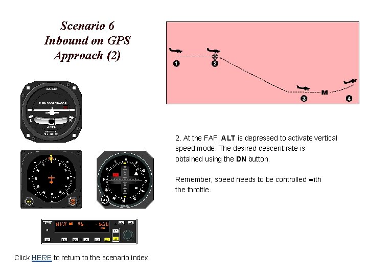 Scenario 6 Inbound on GPS Approach (2) 2. At the FAF, ALT is depressed