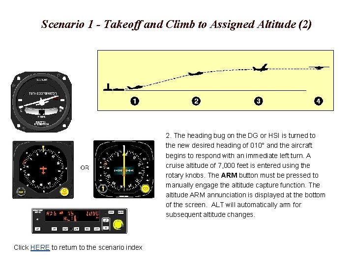 Scenario 1 - Takeoff and Climb to Assigned Altitude (2) 2. The heading bug