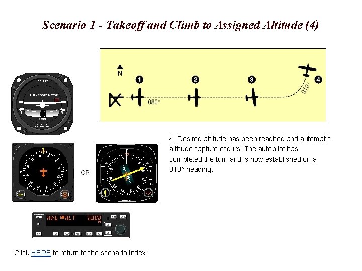 Scenario 1 - Takeoff and Climb to Assigned Altitude (4) 4. Desired altitude has