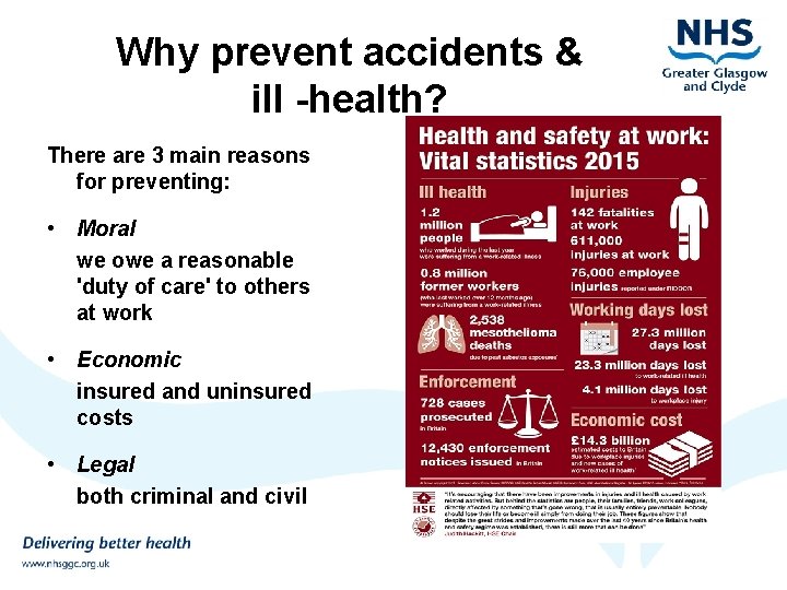 Why prevent accidents & ill -health? There are 3 main reasons for preventing: •